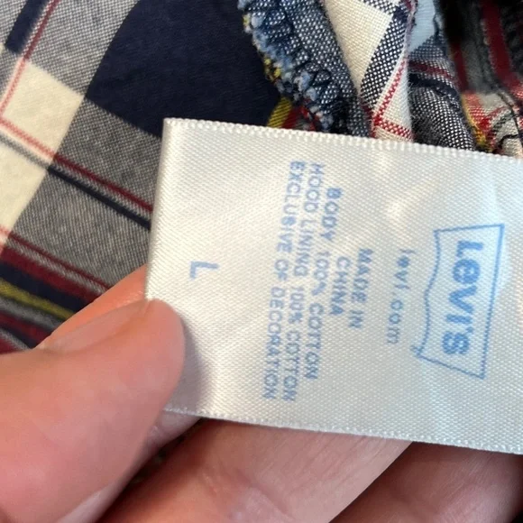 Levi’s Girls Plaid Hooded Zip Up Jacket Size Large - Picture 4 of 12